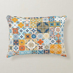 Seamless pattern with with Portuguese tiles. illus Decorative Cushion