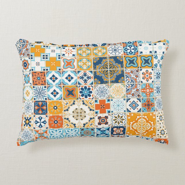 Seamless pattern with with Portuguese tiles. illus Decorative Cushion (Front)