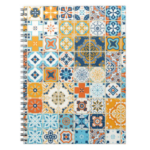 Seamless pattern with with Portuguese tiles. illus Notebook