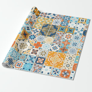 Seamless pattern with with Portuguese tiles. illus Wrapping Paper