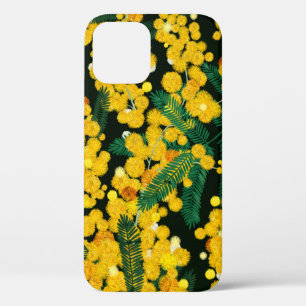Seamless pattern with with yellow mimosa flowers a iPhone 12 case