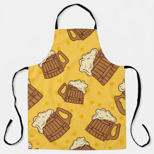 Seamless Pattern with Wooden Foam Beer Mugsbeer, p Apron