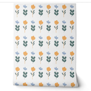 Seamless Pattern with yellow and blue flowers Wallpaper