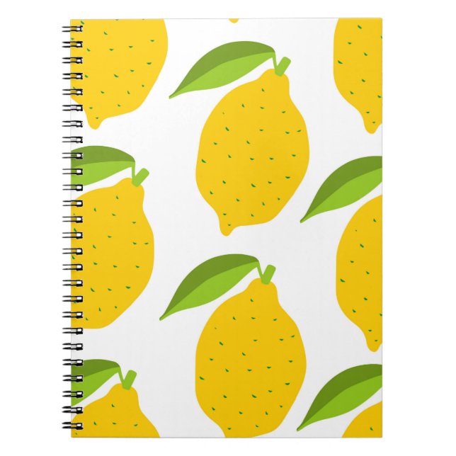 Seamless pattern with yellow fresh lemon notebook (Front)