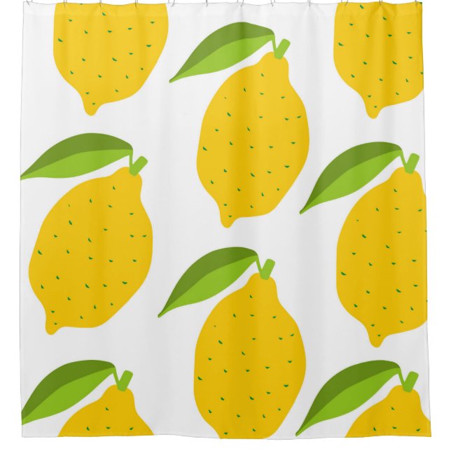 Seamless pattern with yellow fresh lemon shower curtain (Front)
