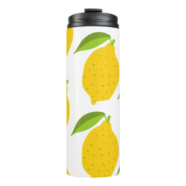 Seamless pattern with yellow fresh lemon thermal tumbler (Front)