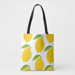 Seamless pattern with yellow fresh lemon tote bag