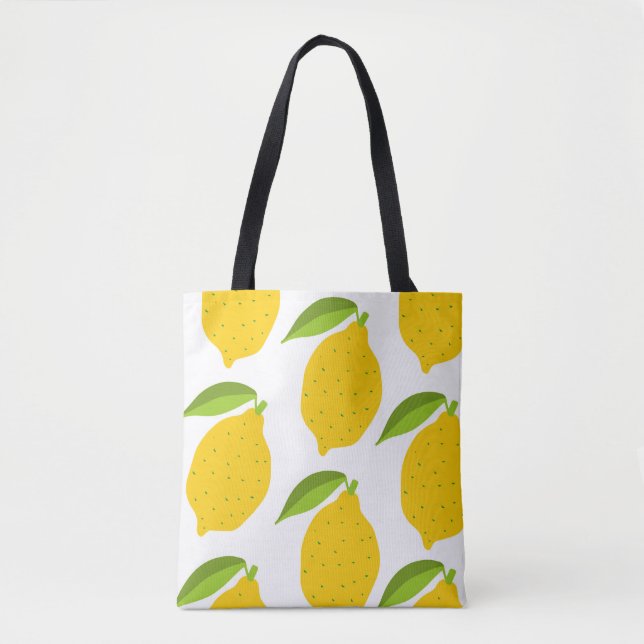 Seamless pattern with yellow fresh lemon tote bag (Front)