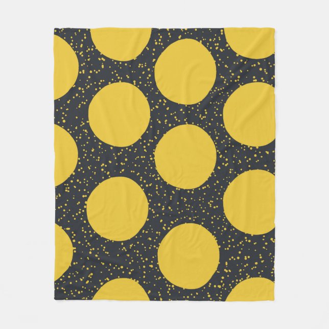 Seamless pattern with yellow polka dots fleece blanket (Front)