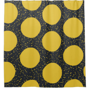 Seamless pattern with yellow polka dots shower curtain