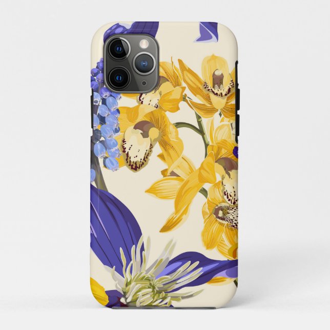 Seamless pattern with yellow violet flowers. Case-Mate iPhone case (Back)