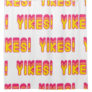 Seamless pattern with “Yikes!” words. Vintage wall Shower Curtain