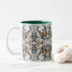 seamless patterns,butterfly flower Two-Tone coffee mug