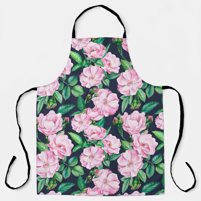 Seamless patterns of branches of roses, buds and l apron (Front)