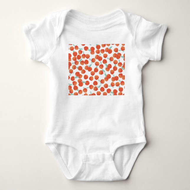 Seamless peach fruits, summer pattern. baby bodysuit (Front)