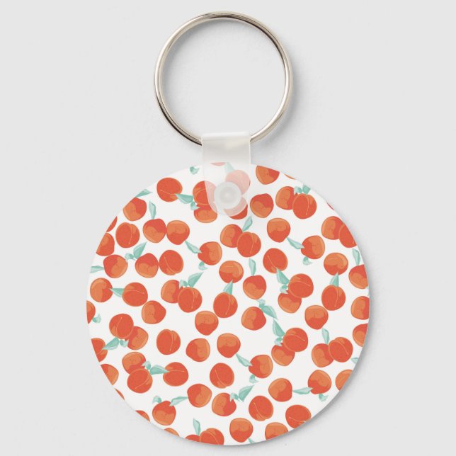 Seamless peach fruits, summer pattern. key ring (Front)