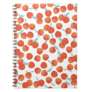 Seamless peach fruits, summer pattern. notebook