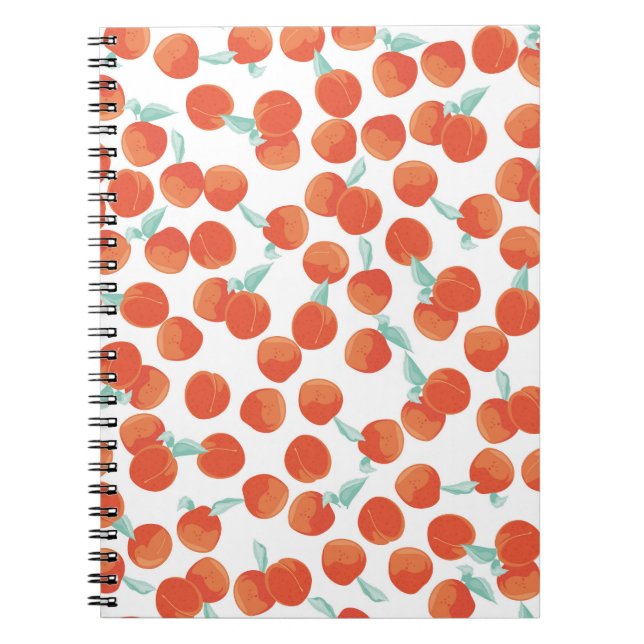 Seamless peach fruits, summer pattern. notebook (Front)