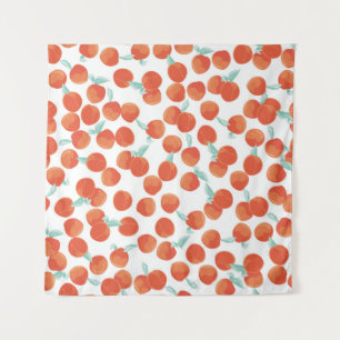 Seamless peach fruits, summer pattern. tapestry
