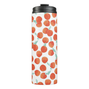 Seamless peach fruits, summer pattern. thermal tumbler