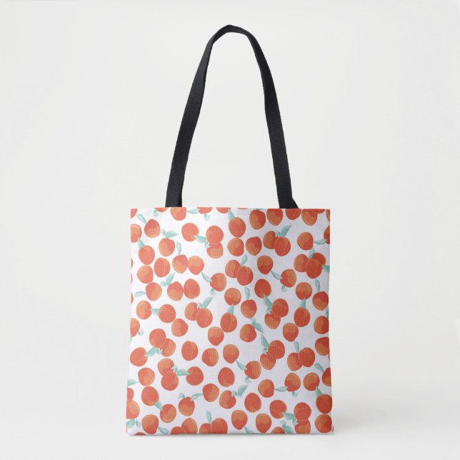 Seamless peach fruits, summer pattern. tote bag (Front)