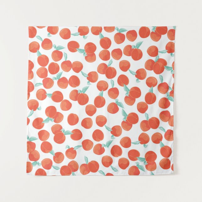 Seamless peach pattern with fruits background. Sum Tapestry (Front)