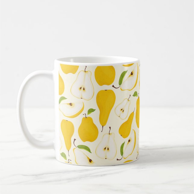 Seamless pear pattern. Different pears whole fruit Coffee Mug (Left)