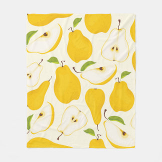 Seamless pear pattern. Different pears whole fruit Fleece Blanket