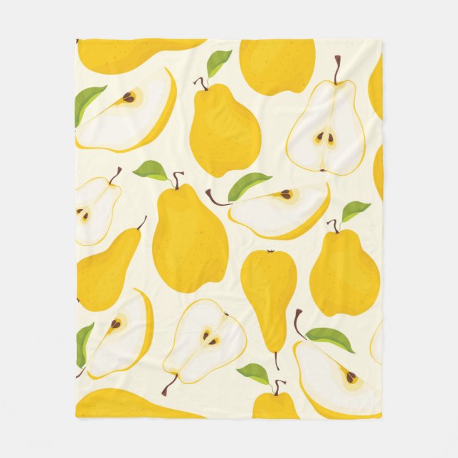 Seamless pear pattern. Different pears whole fruit Fleece Blanket (Front)