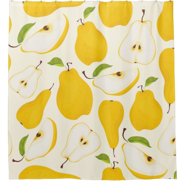 Seamless pear pattern. Different pears whole fruit Shower Curtain (Front)