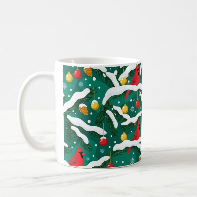 Seamless Pine Forest Christmas Pattern Coffee Mug (Left)
