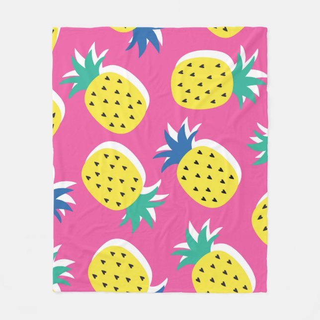  seamless pineapple fruit crazy colors pattern. Ch Fleece Blanket (Front)