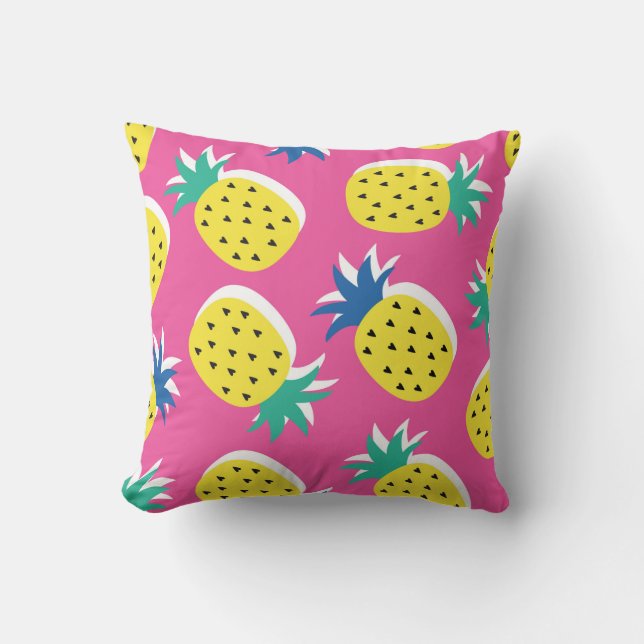  seamless pineapple fruit crazy colours pattern. C Cushion (Front)
