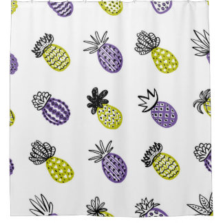 Seamless pineapple pattern shower curtain