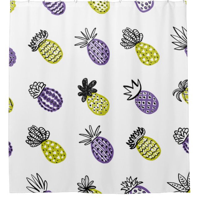 Seamless pineapple pattern shower curtain (Front)