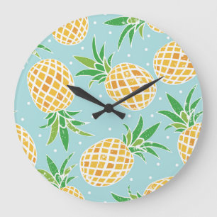 Seamless Pineapple Pattern Tropical Print Large Clock