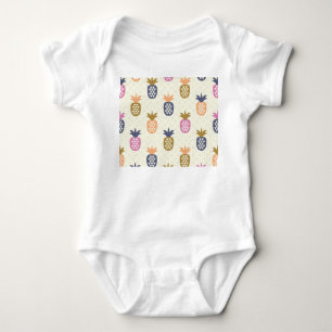 Seamless Pineapples Vintage Pattern Design Baby Bodysuit