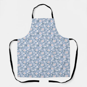 Seamless Pink and White Floral With Green Leaves Apron