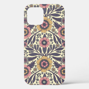 Seamless Pink & Blue Floral Pattern iPhone 12 Case