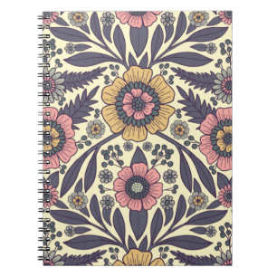 Seamless Pink & Blue Floral Pattern Notebook