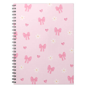 Seamless Pink Bow and Floral Pattern – Cute Girly  Notebook
