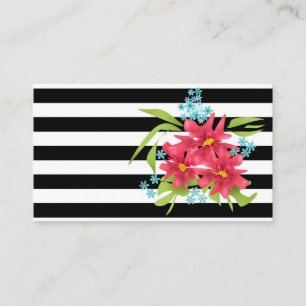 Seamless pink flowers floral black white striped l appointment card