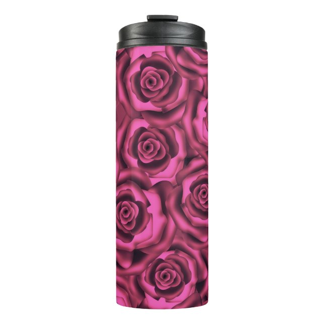 Seamless pink romantic silk satin roses flowers fl thermal tumbler (Front)