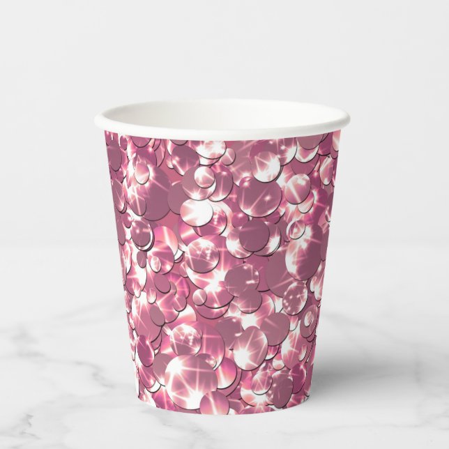 Seamless pink silver glittery sparkles glitter con paper cups (Front)