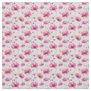 Seamless Pink Watercolor Wildflowers Fabric