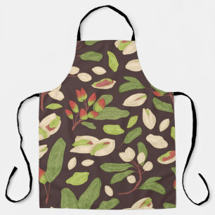 Seamless pistachio pattern with nuts, shells, bran apron