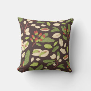 Seamless pistachio pattern with nuts, shells, bran cushion