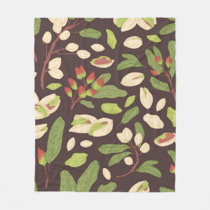 Seamless pistachio pattern with nuts, shells, bran fleece blanket