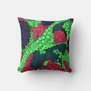 Seamless pointillism hand painted circles round sh cushion