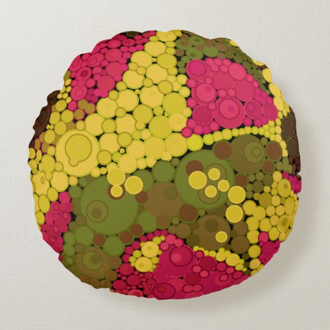 Seamless pointillism hand painted circles round sh round cushion (Front)